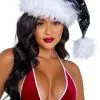 Roma Black Faux Patent Santa Hat With White Faux Fur Trim -Scarves Sales 2023 black vinyl with white faux fur santa hat