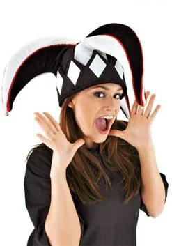 Elope Court Jester Black & White Plush Hat