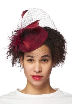 H.M. Smallwares Deep Burgundy Veiled Fascinator
