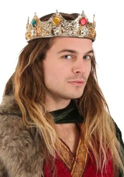Elope Gold King Costume Crown -Scarves Sales 2023 gold king crown for men alt 2 upd