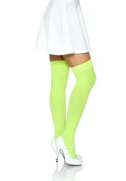 LEG AVENUE Green Opaque Thigh High Nylon Stockings -Scarves Sales 2023 green opaque nylon thigh high tights alt 2