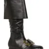 Ellie Black Pirate Buckle Boots For Men -Scarves Sales 2023 mens black pirate buckle boot