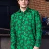Opposuits Mens Suitmeister Button Up St. Pats Green Shirt -Scarves Sales 2023 mens suitmeister button up st pats green shirt