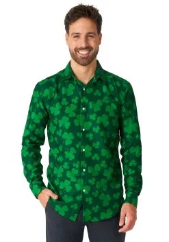 Opposuits Mens Suitmeister Button Up St. Pats Green Shirt -Scarves Sales 2023 mens suitmeister button up st pats green shirt alt 3