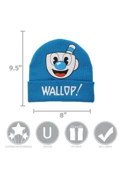Elope Cuphead | Mugman Printed Folded Cuff Knitted Winter Hat -Scarves Sales 2023 mugman printed folded cuff knitted winter hat alt 3