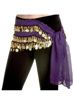 Miss Belly Dance Purple Belly Dance Hip Scarf Costume
