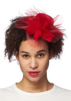 H.M. Smallwares Women's Red Burst Trim Fascinator Hat