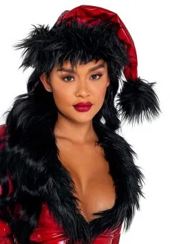 Roma Red Faux Patent With Black Faux Fur Santa Hat