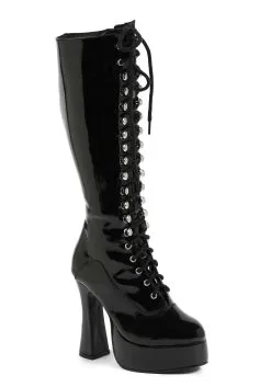 Ellie Black Lace Knee High Boots For Women