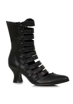 Ellie Black Vintage Strap Boots For Women