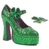 Ellie Women's Green Glitter Mary Jane Platform Shoes -Scarves Sales 2023 womens green glitter mary jane platform shoes